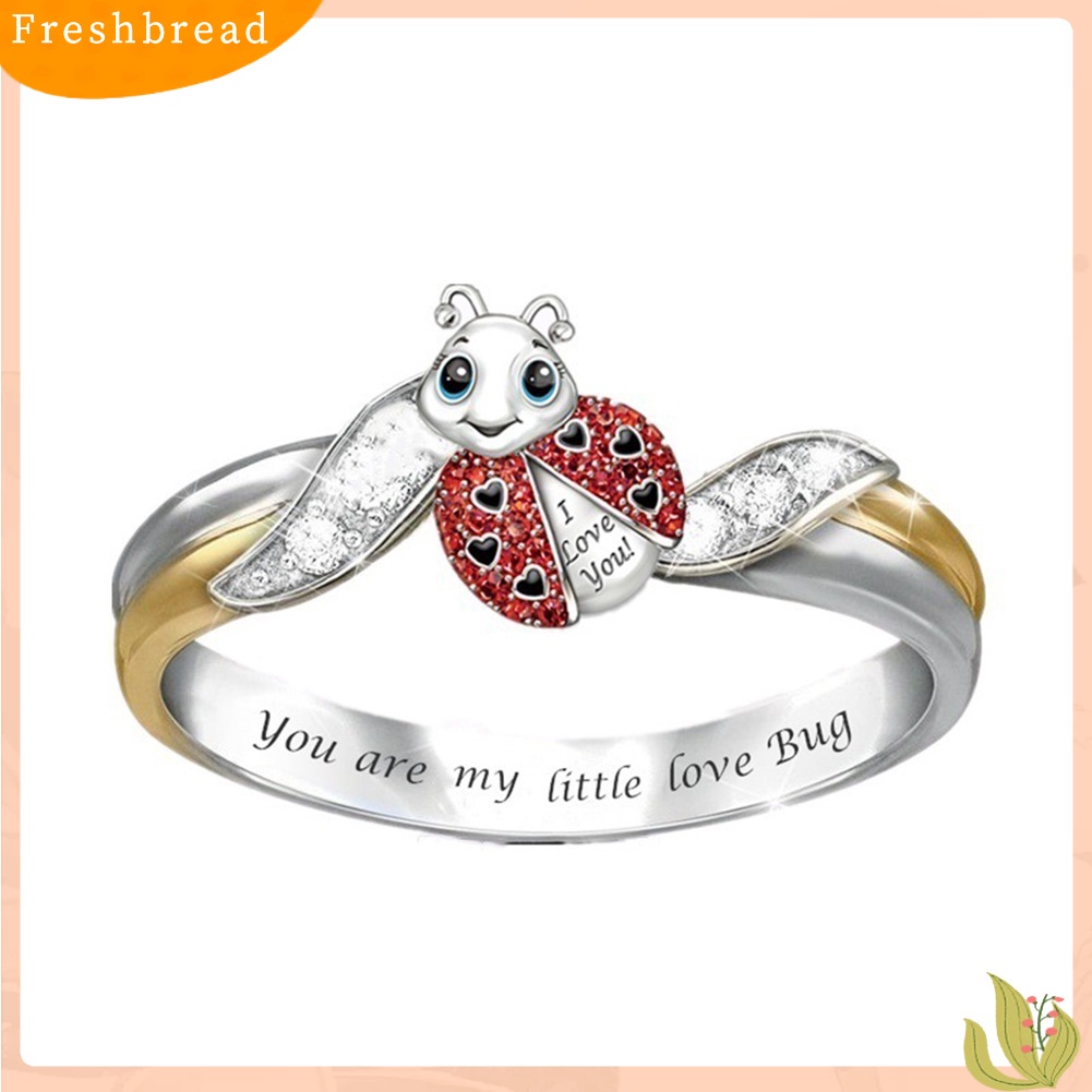 &lt; Freshbread &gt; Fashion Wanita Berlian Imitasi Hias Ladybird Hewan Jari Cincin Pesta Perhiasan Hadiah