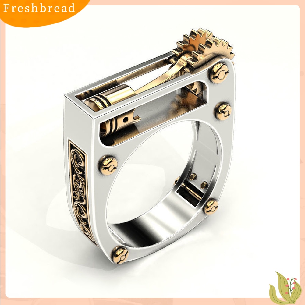 &lt; Freshbread &gt; Punk Pria Wanita Mekanik Gear Geometris Band Jari Cincin Pesta Perhiasan Hadiah
