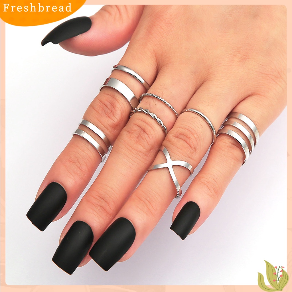 &lt; Freshbread &gt; 8Pcs/Set Cincin Fashion Cincin Jari Desain Melintir Geometris Dapat Ditumpuk Elegan Untuk Wanita