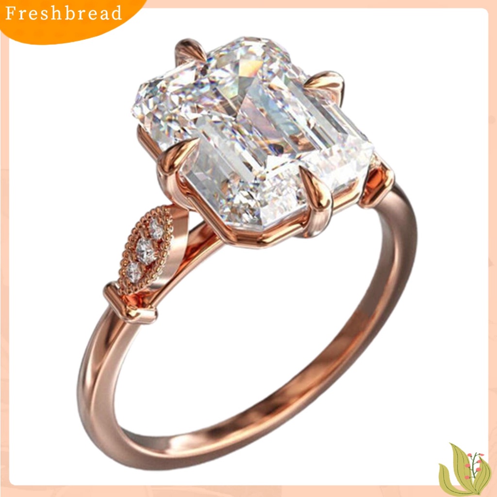 &lt; Freshbread &gt; Klasik Wanita Cincin Rose Gold Hias Kristal Imitasi Jari Cincin Perhiasan Aksesoris