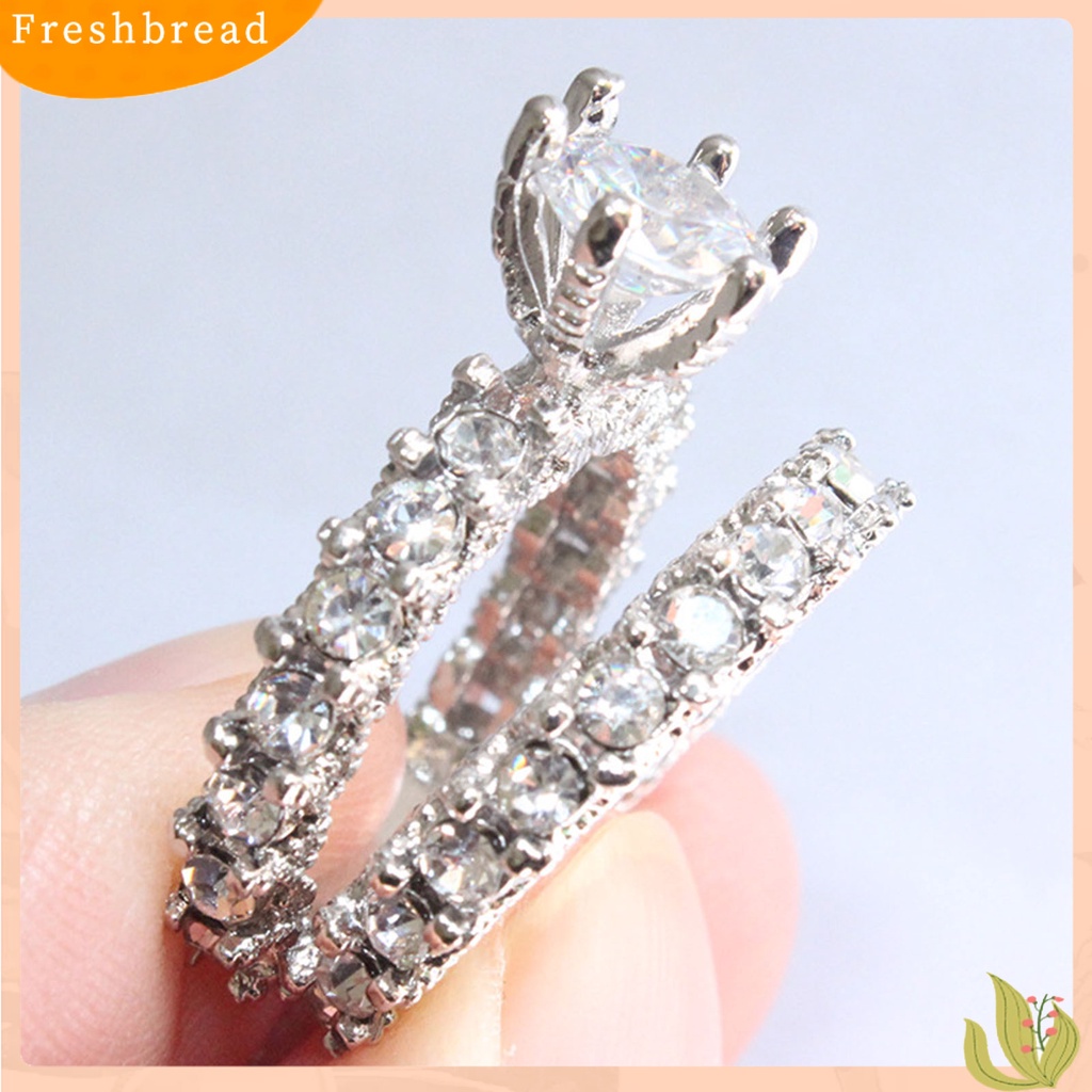 < Freshbread > 1pasang Cincin Wanita Full Berlian Imitasi Hias Tidak Luntur Ringan Simetris Pernikahan Circlet Untuk Ulang Tahun