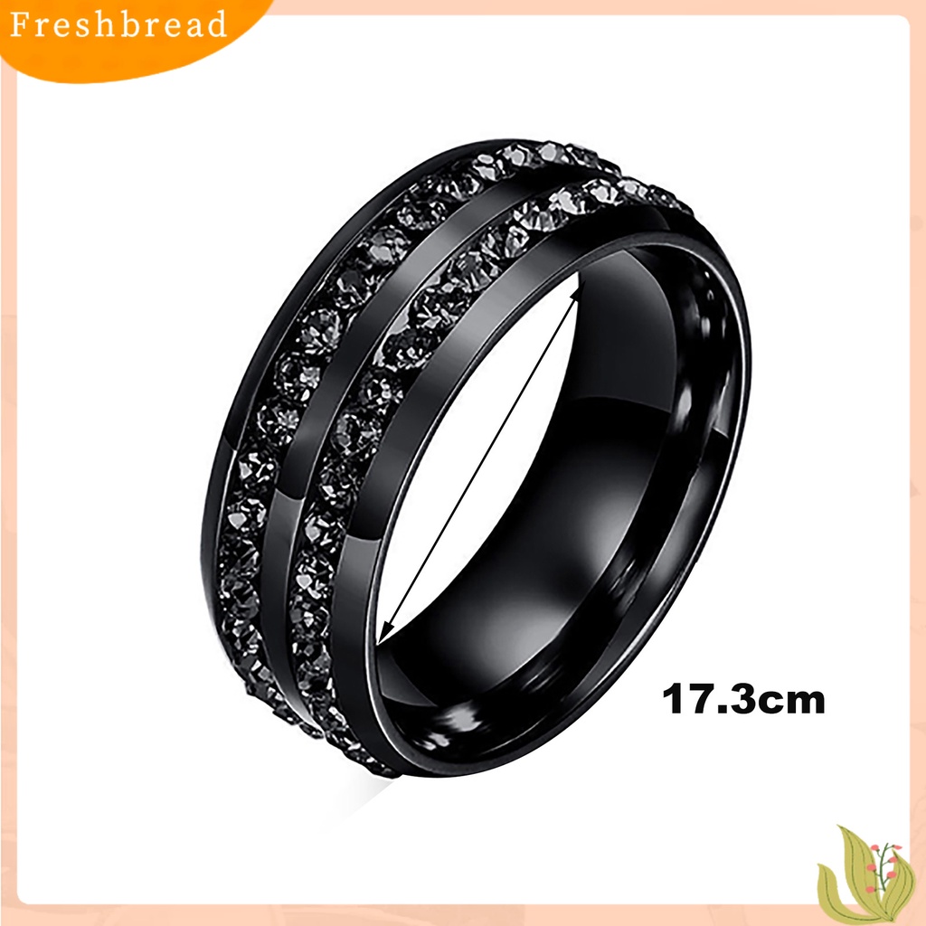 &lt; Freshbread &gt; Band Ring Berlian Imitasi Dekorasi Perhiasan Hadiah Stainless Steel Pria Dan Wanita Band Finger Ring Untuk Pesta