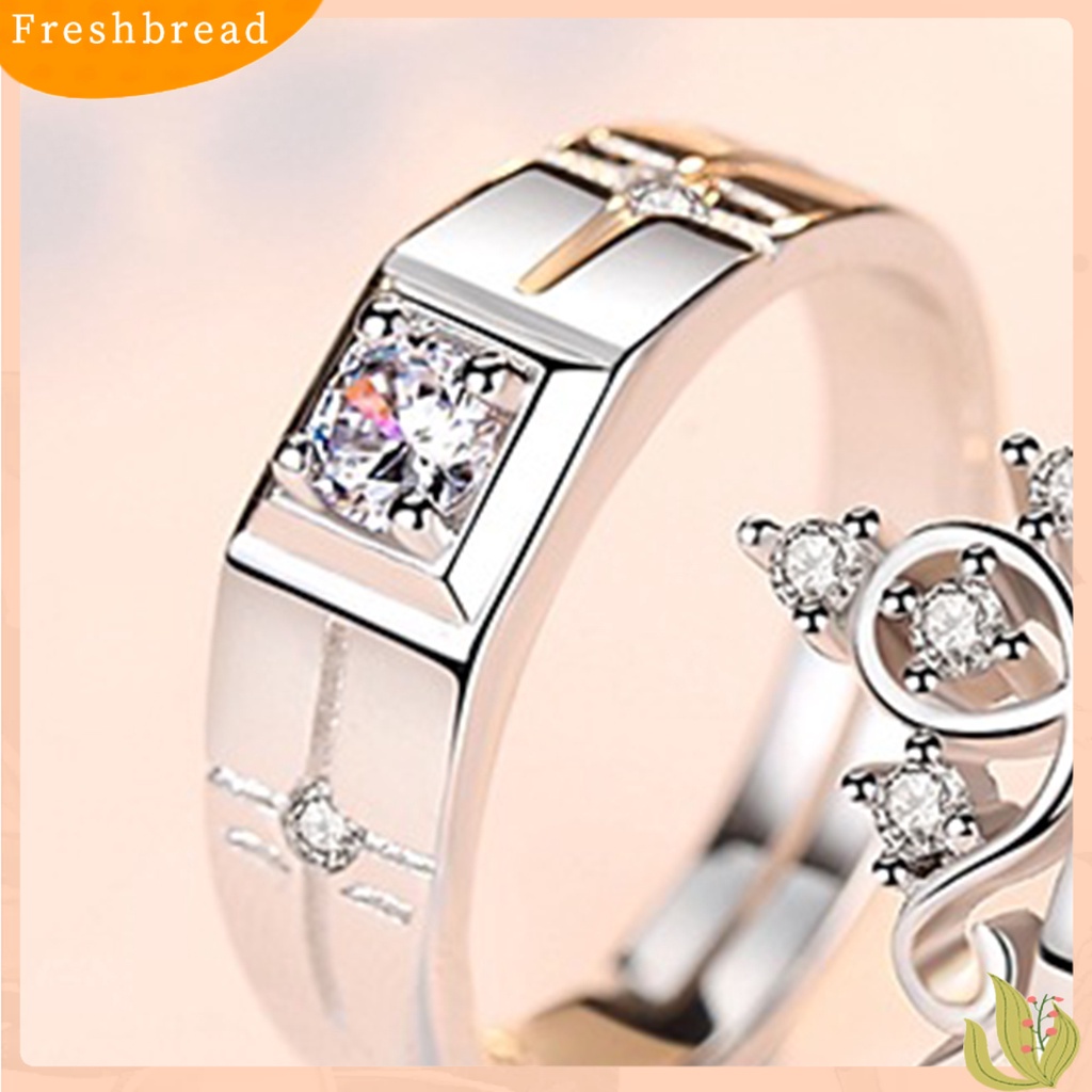 &lt; Freshbread &gt; Cincin Kawin Cinta Romantis Shiny Matching Bentuk Mahkota Pernikahan Circlet Fashion Jewelry