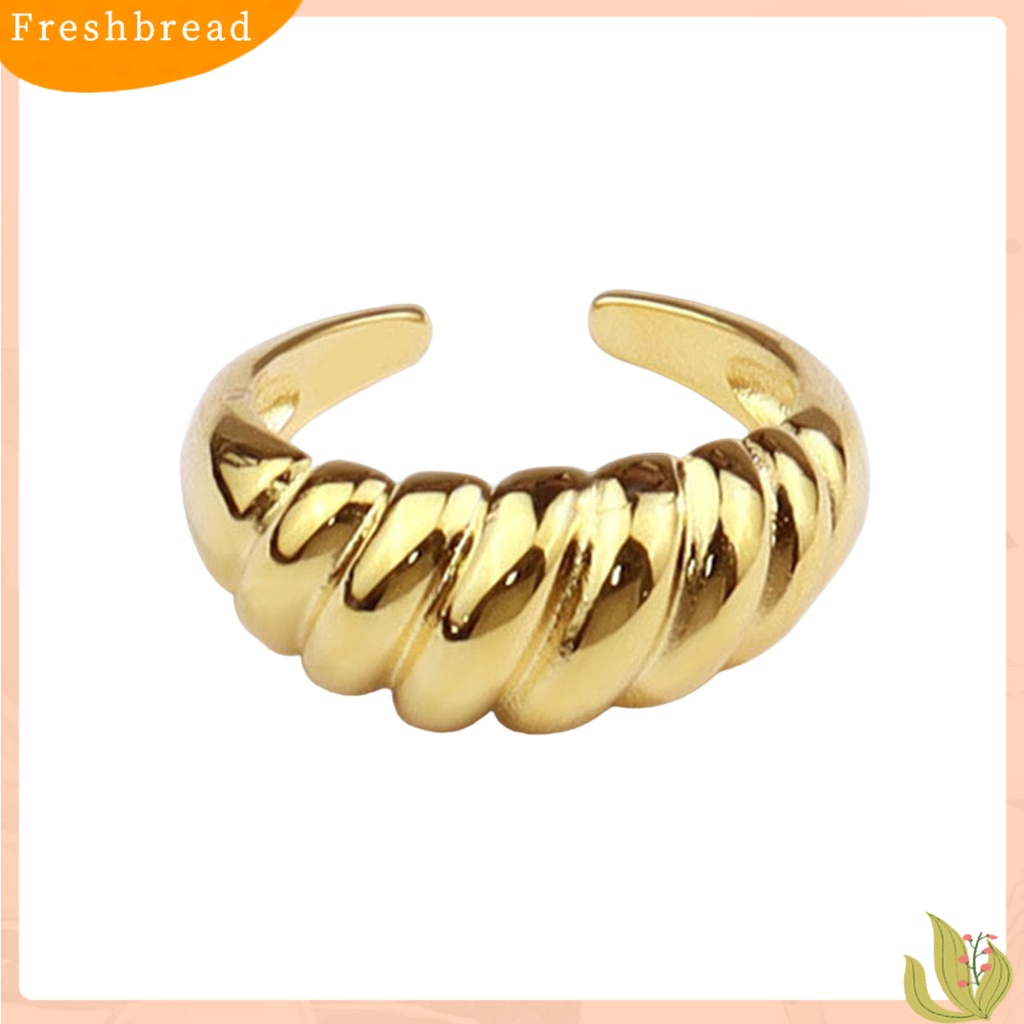 &lt; Freshbread &gt; Cincin Jari Terbuka Dapat Disesuaikan Berlebihan Tidak Luntur Vintage Dekorasi Kepribadian Wanita Perhiasan Perancis Croissant Cincin Perhiasan Aksesoris
