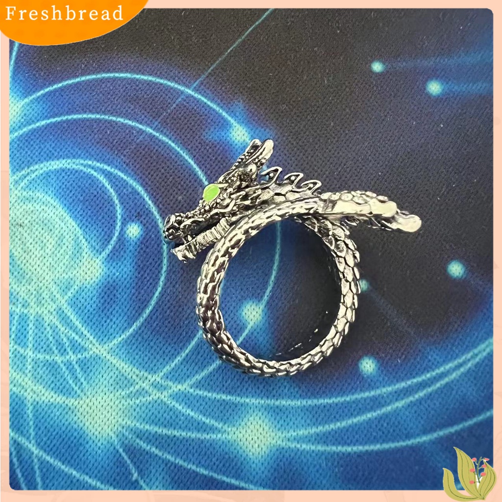 &lt; Freshbread &gt; Pria Cincin Pembukaan Berlebihan Tren Baru Kepribadian Hadiah Keren Perak-Warna Lilit Naga Loong Jari Cincin Perhiasan Fashion