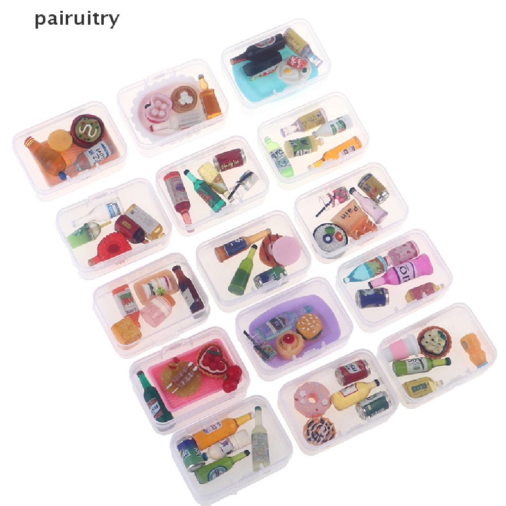 Prt 5Pcs1: 12rumah Boneka Botol Minum Mini Makanan Dessert Plate Pretend Play Mainan Dapur PRT