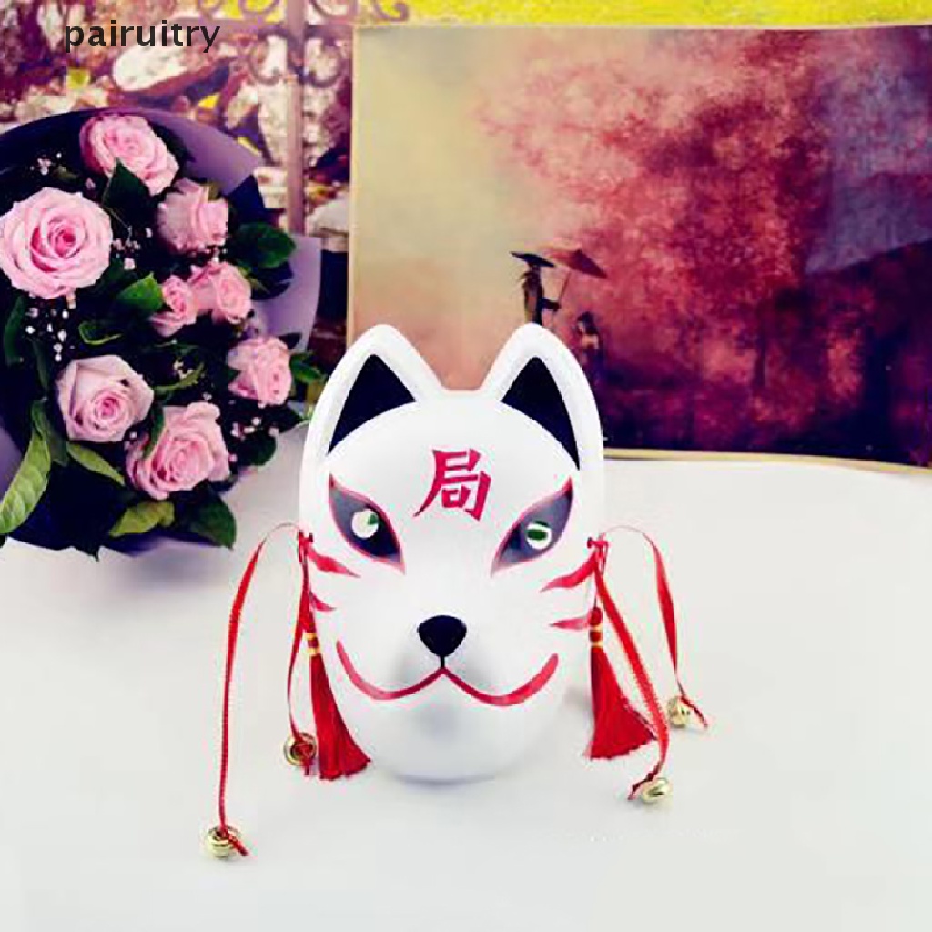 Prt Jepang Hand Made Fox Cosplay Topeng Full Face Dengan Rumbai Lonceng Kecil Masquerade PRT