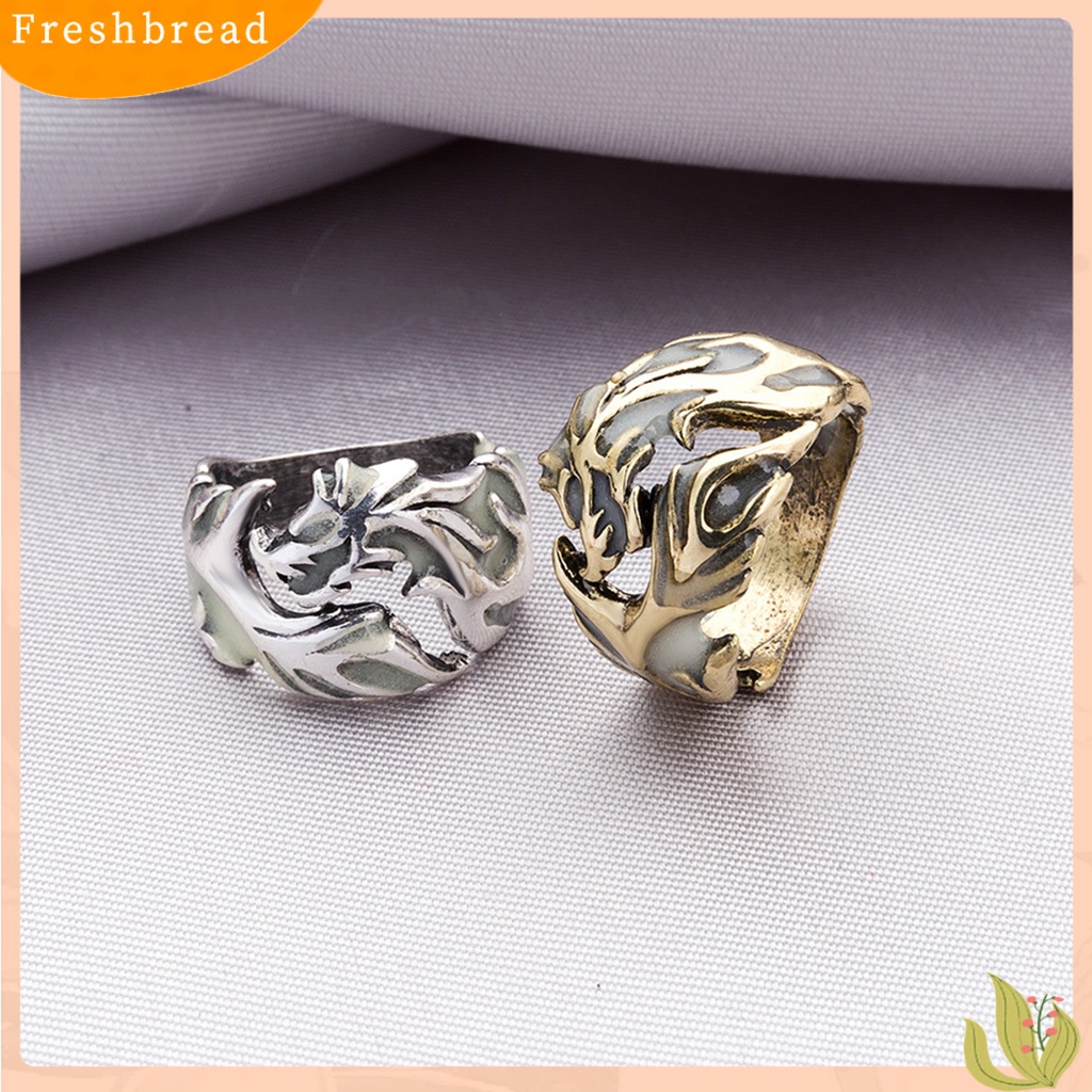 &lt; Freshbread &gt; Cincin Luminous Cincin Berbentuk Naga Pria Paduan Anti Karat Berkilau Untuk Pelajar