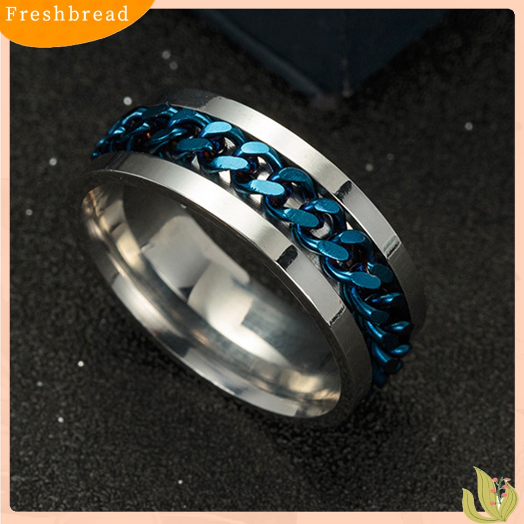 &lt; Freshbread &gt; Indah Pria Rantai Warna-Warni Punk Stainless Steel Spinner Pernikahan Band Cincin