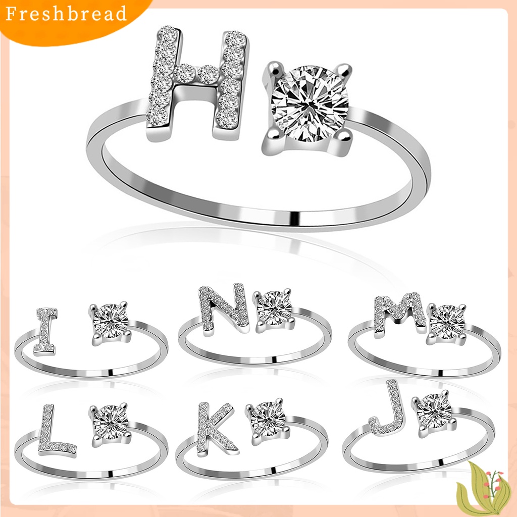 &lt; Freshbread &gt; Cincin Bukaan Huruf A-Z Golden Adjustable Finger Ring Untuk Pakaian Sehari-Hari