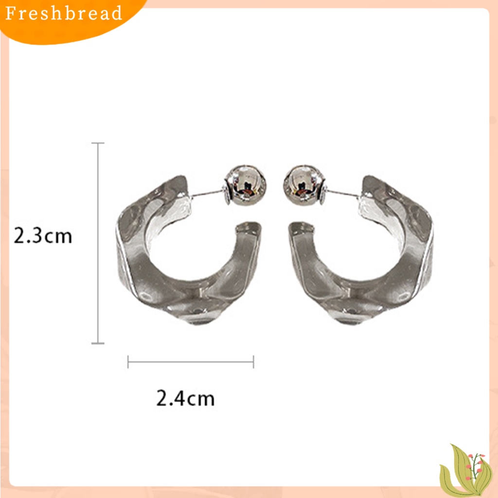 &lt; Freshbread &gt; 1pasang Anting Wanita Pudar-less Sweat-proof Tidak Mudah Patah Tahan Jatuh Berbentuk C Alergi Gratis Anting Hoop Pasokan Pacaran