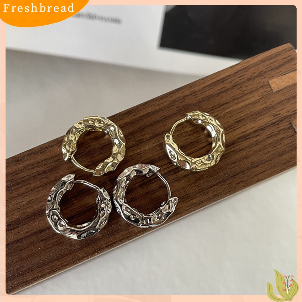&lt; Freshbread &gt; 1pasang Anting Wanita Tidak Teratur Lingkaran Logam Perhiasan Vintage Geometris Hoop Earrings Hadiah Ulang Tahun