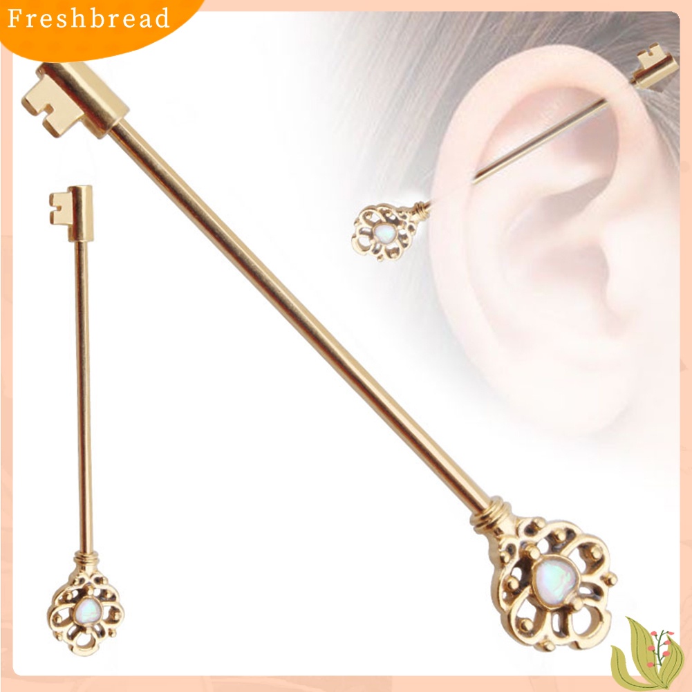 &lt; Freshbread &gt; Berongga Kunci Industri Barbel Anting Perhiasan Tindik Tulang Rawan Stainless Steel