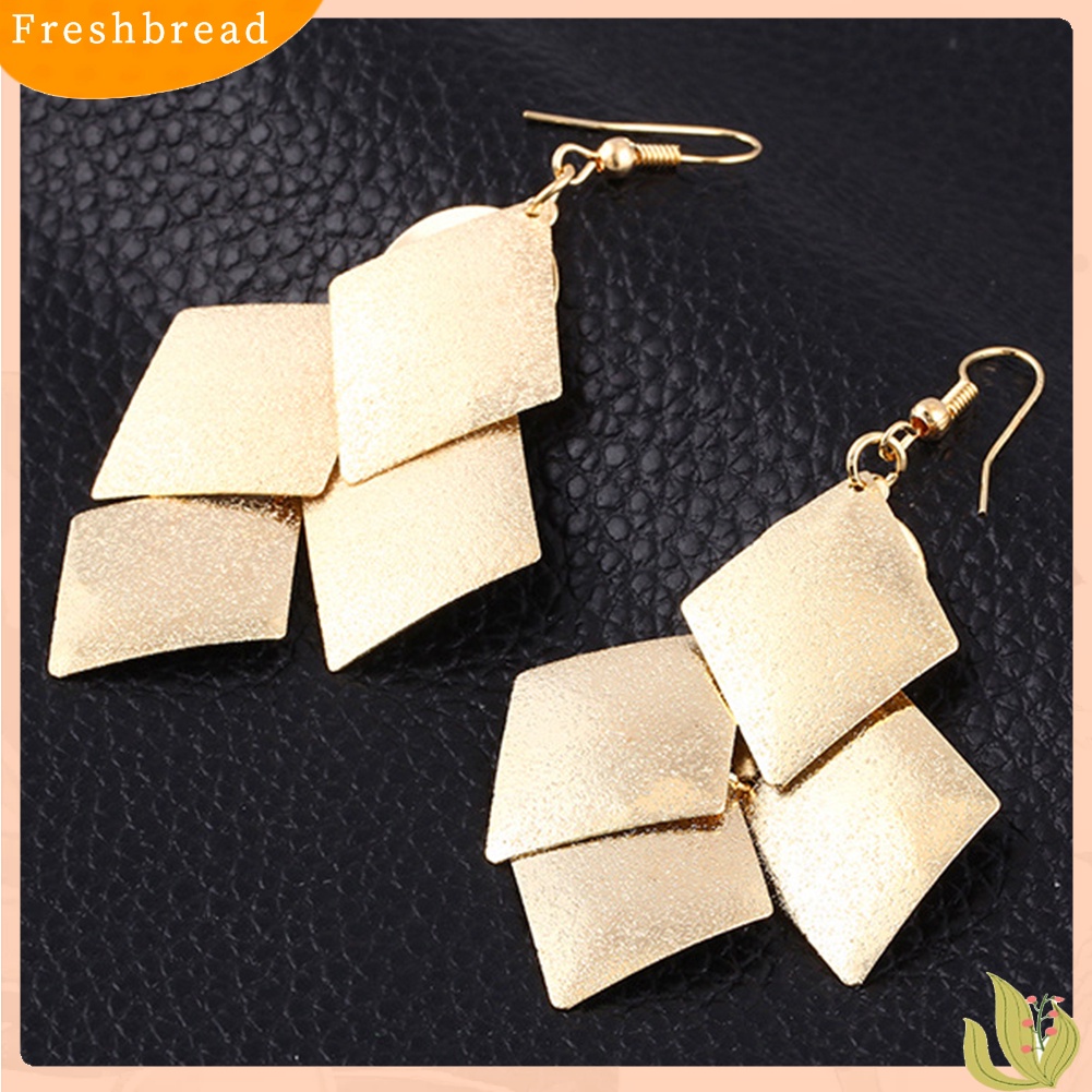 &lt; Freshbread &gt; Wanita Glitter Belah Ketupat Drop Panjang Menjuntai Lampu Gantung Statement Hook Earrings