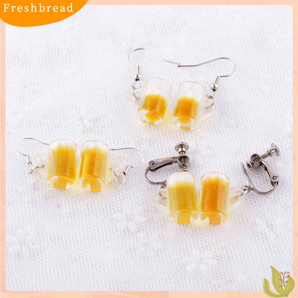 &lt; Freshbread &gt; 1pasang Anting Drop Hidup Lucu Paduan Botol Minum Liontin Klip Kait Anting Perhiasan Fashion