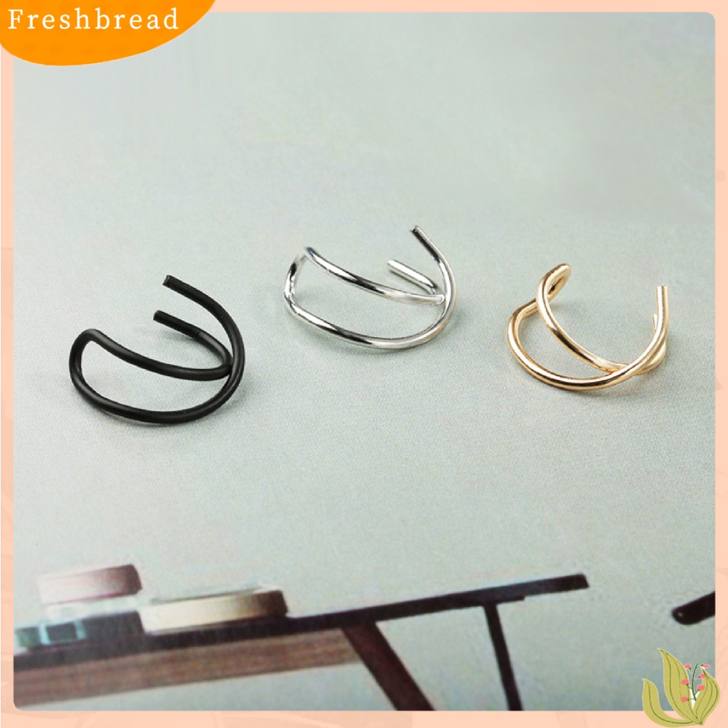 &lt; Freshbread &gt; 1pc Klip Telinga Gaya Simple Anting Elegan Lapisan Ganda Tanpa Tindik Untuk Kehidupan Sehari-Hari