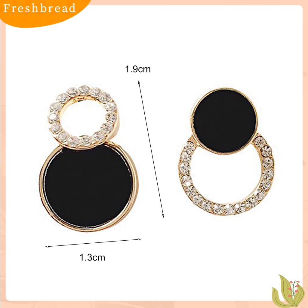 &lt; Freshbread &gt; 1pasang Anting Lady Bulat Berlian Imitasi Asimetris Hollow Out Stud Earrings Untuk Hadiah