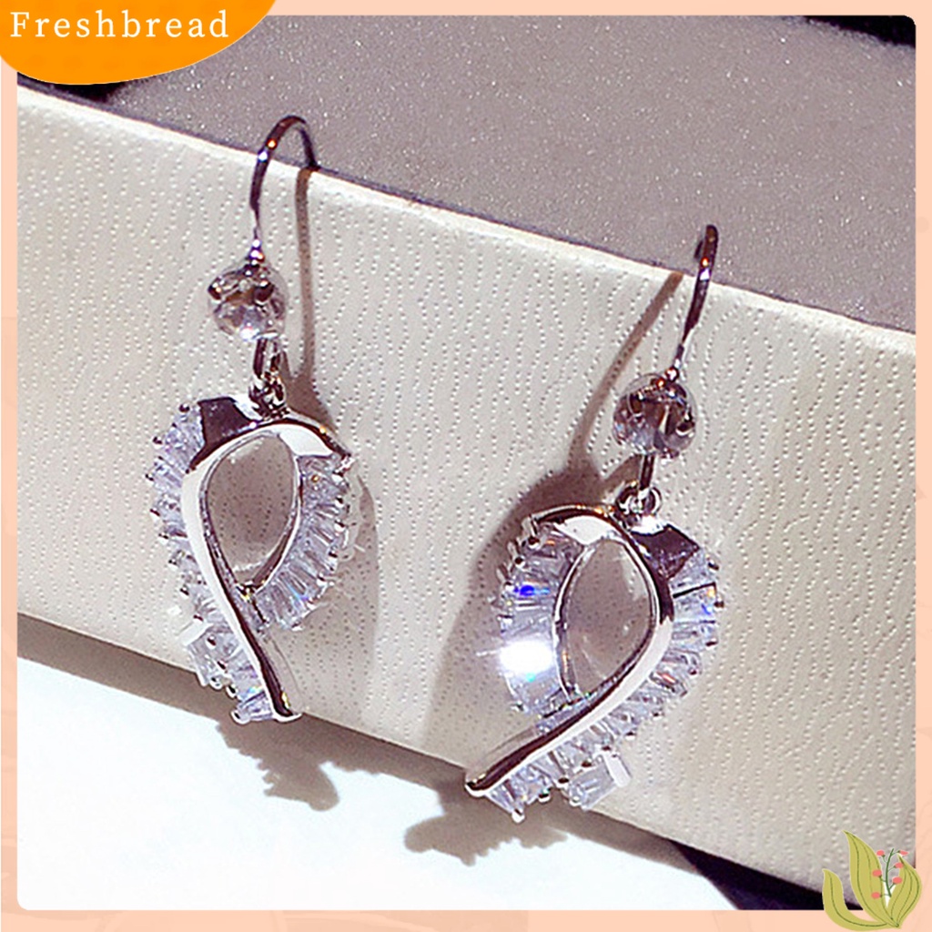 &lt; Freshbread &gt; 1pasang Anting Kait Ikatan Simpul Berlian Imitasi Perhiasan Halus Tahan Lama Drop Earrings Untuk Pakaian Sehari-Hari