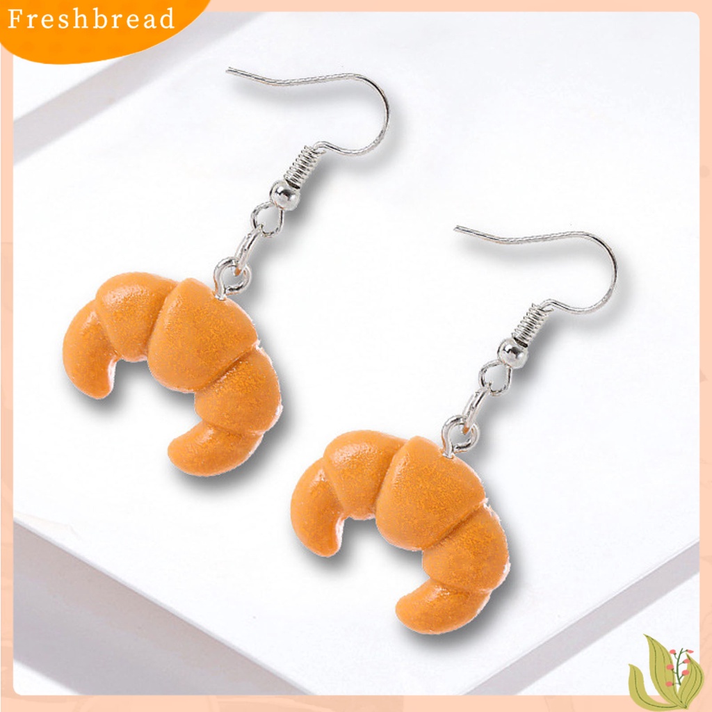 &lt; Freshbread &gt; 1pasang Anting Drop Roti Lucu Perhiasan Tahan Lama Cerah Luster Hook Earrings Untuk Pakaian Sehari-Hari