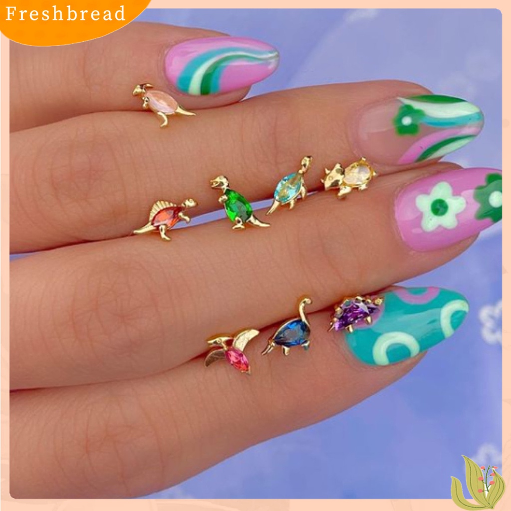 &lt; Freshbread &gt; 1Pc Bentuk Dinosaurus Kecil Wanita Anting Alloy Cubic Zirconia Stud Earring Perhiasan Aksesori