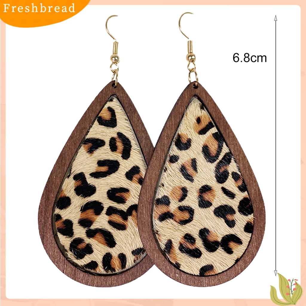 &lt; Freshbread &gt; 1pasang Drop Earrings Leopard Perhiasan Berbentuk Tetesan Air Bohemian Anting Kait Halus Untuk Pakaian Sehari-Hari