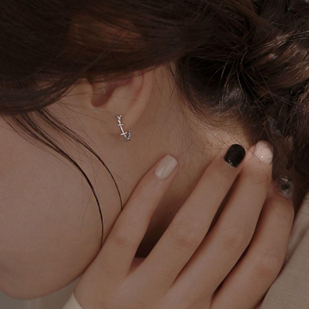 Mxbeauty Anting Gotik Perak Keren Hiphop Fashion Bulat Tampan Anting Gaya Korea