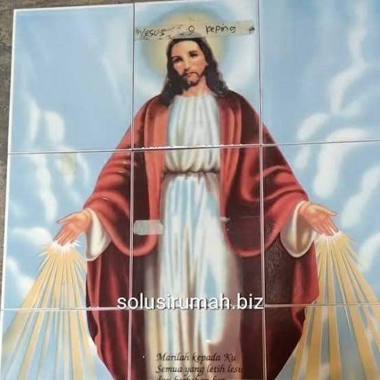 KERAMIK GAMBAR YESUS 9PCS + PETI 20 X 25 CM 9 LEMBAR LUKISAN pilih