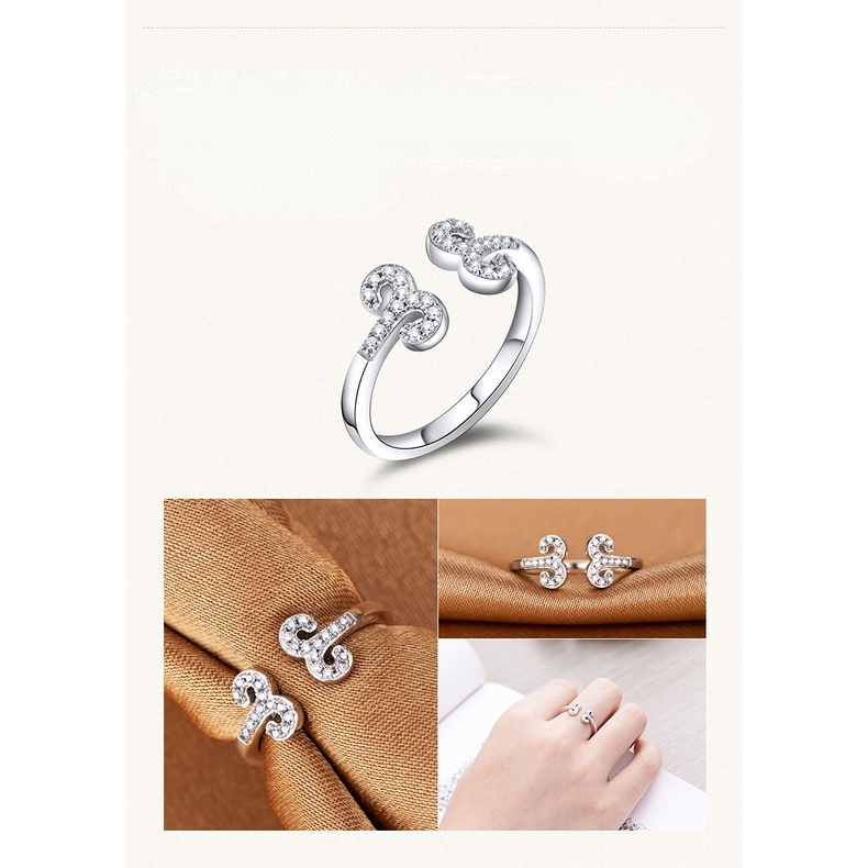 Goldkingdom Fashion Perhiasan Aksesoris Ready Stock Korea Fashion Perhiasan Perak Rasi Bintang Pembukaan Cincin Dua Belas Rasi Bintang Cincin Berlapis Dengan Platinum Dan Perhiasan Perak.