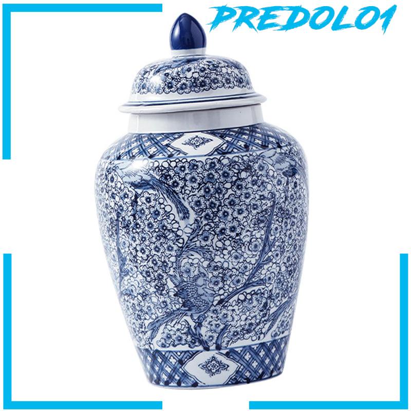 [Predolo1] Toples Jahe Porcelain Pot Rangkaian Bunga Glossy Dengan Tutup Untuk Hadiah Dekor