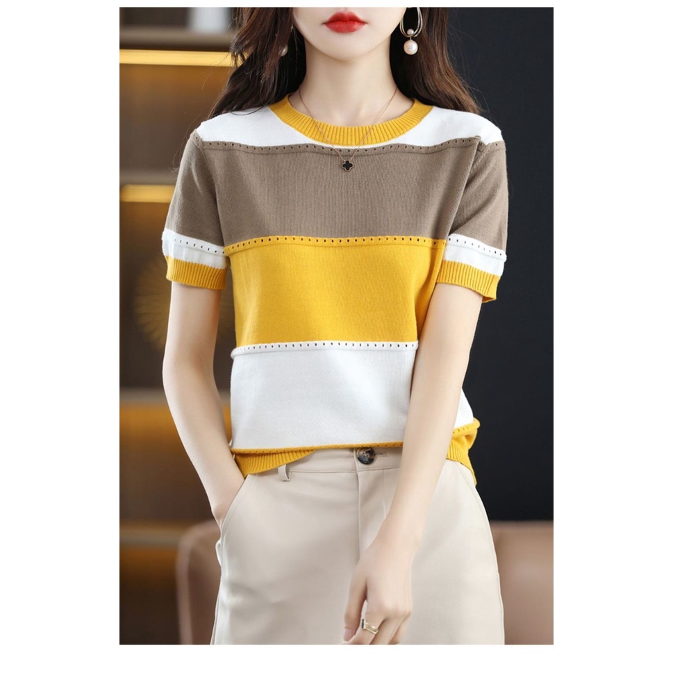 Mimi Top Knit Import - Tshirt Rajut  - Atasan Fashion Korea Wanita TM (3043)