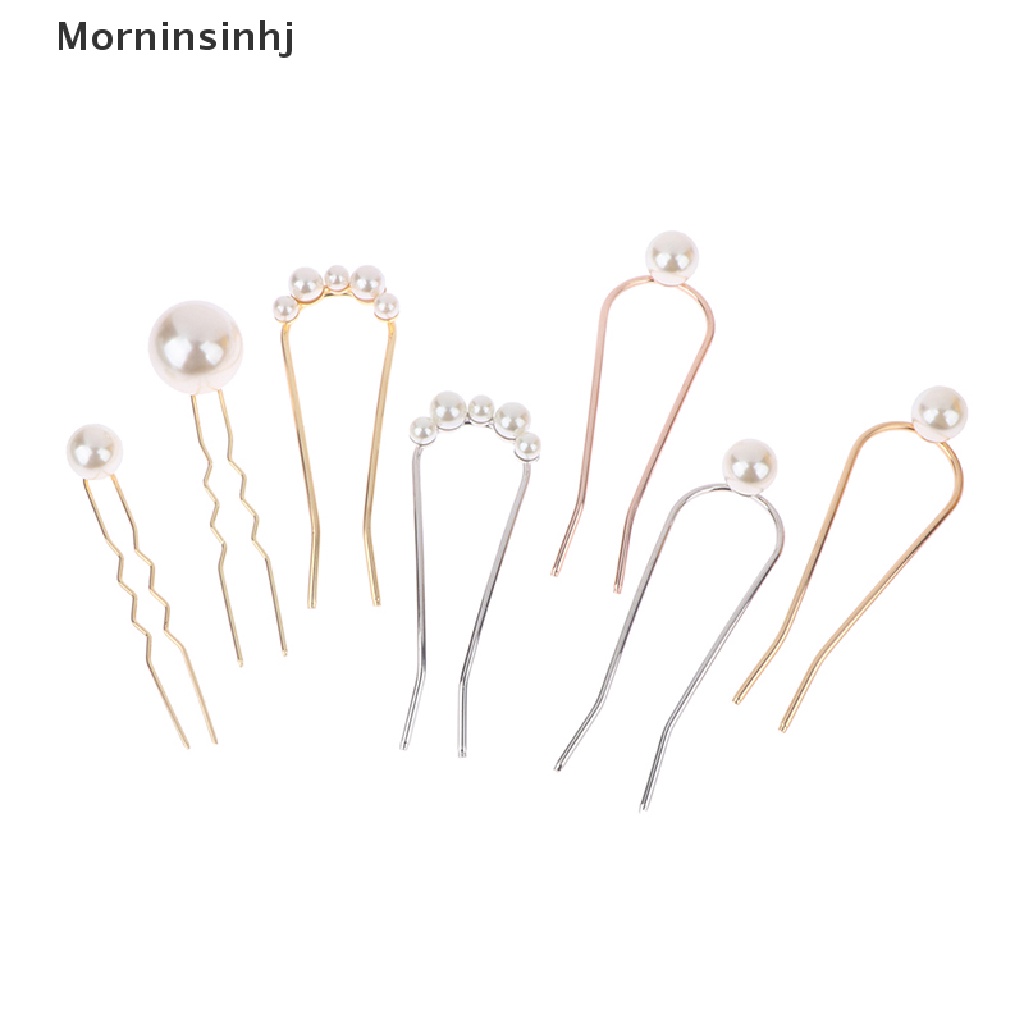 Mornin Fashion Stik Rambut Mutiara Logam Untuk Wanita Shell Hair Clip Pins Bentuk U Hairclip id