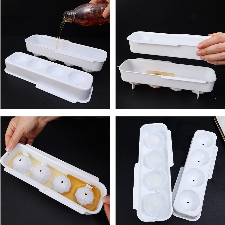 [Unggulan] 1pc Cetakan PP Ice Hoki 4rhombus Ice Ball Mold Whiskey Vodka Ice Ball Maker Ice Cube Tray Dapur Kotak Es DIY Perlengkapan Pesta Bar Rumah