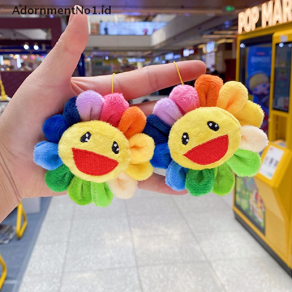 [AdornmentNo1] Kawaii Sunflower Keychain Mainan Lucu Ransel Liontin Bentuk Tanaman Keyring Smiling [ID]