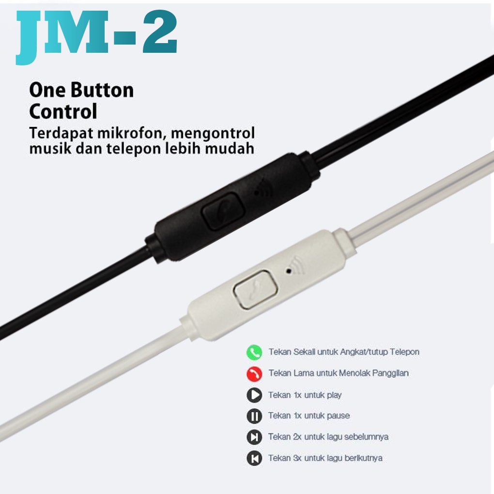 JMT-Headset JM-2 Wired Earphone Bass Compatible For All Phone Original