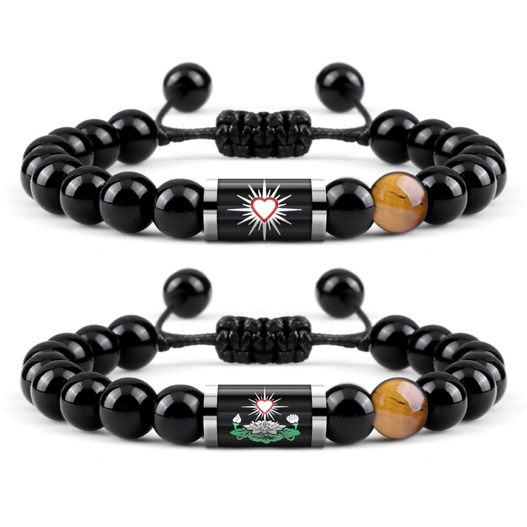 Gelang Batu Alam PSHT Pendekar Silat SH Terate Asli Black Onyx Tiger Eye Tabung Kaca Stainless Steel Pria Wanita