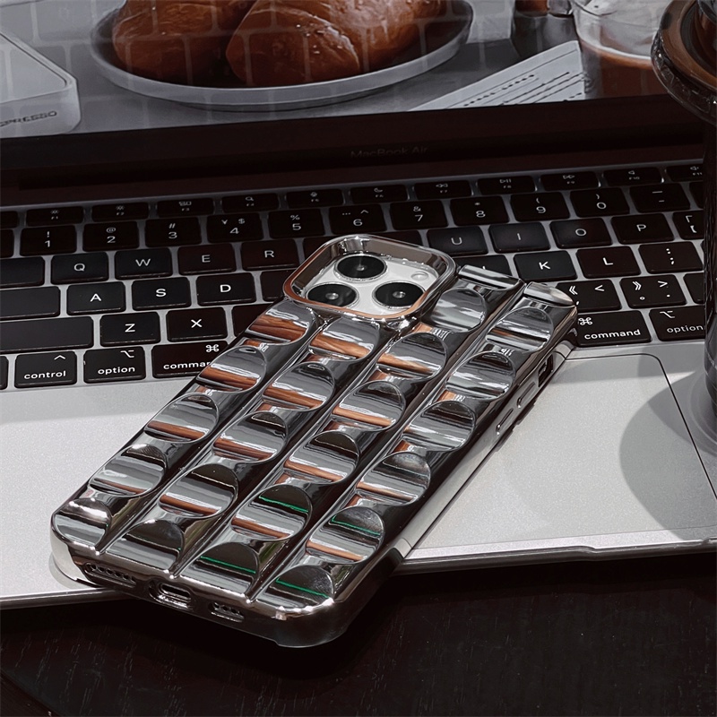 Casing Ponsel Rasa Mewah TPU Lembut 3D Untuk iPhone 13 Pro Max 12 Pro Max11 ProMax Xs Max Xr X Xs Casing Gelombang Elektroplating