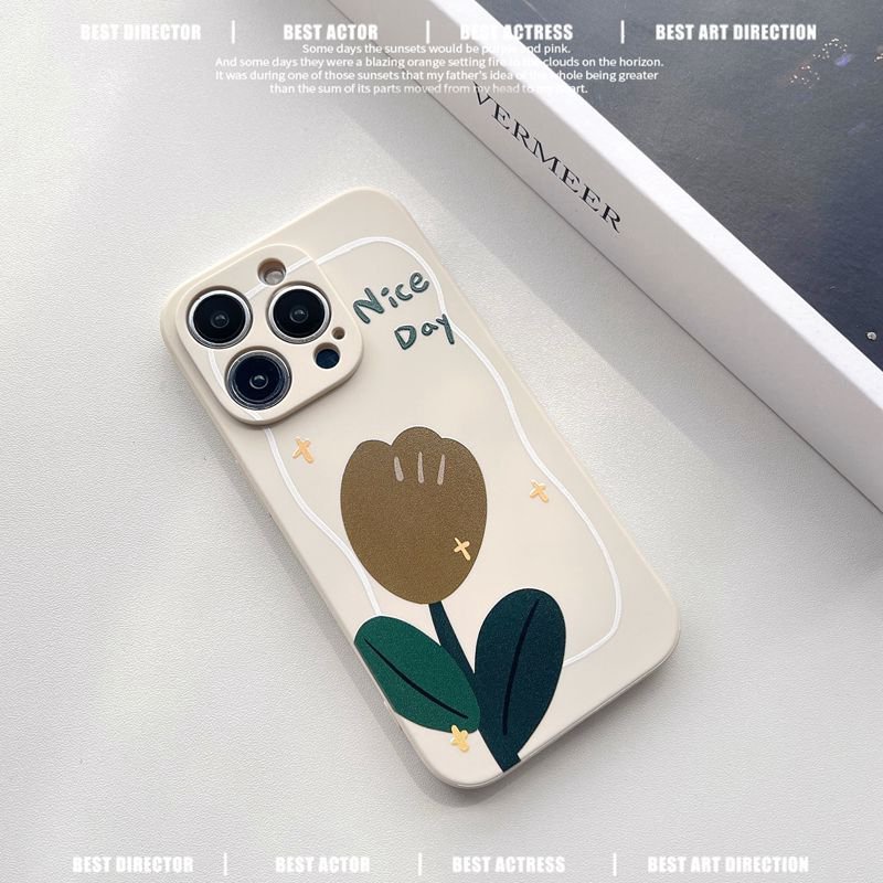 IPHONE Motif Samping Nice Day Tulip Soft Case iP Iphone7 8 14+Plus SE 2020 X XR XS Max11 12 13 Pro Max FTD Casing Apple