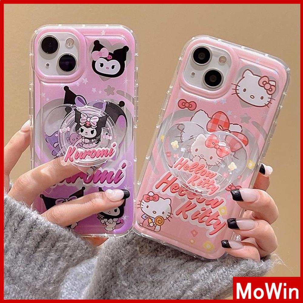 For iPhone 14 Pro Max iPhone Case with Grip Stand Cartoon Heart Shaped Folding Holder Airbag Clear Case Soft Case Compatible with iPhone 13 Pro max 12 Pro Max 11 xr xs max 7Plus 8Plus