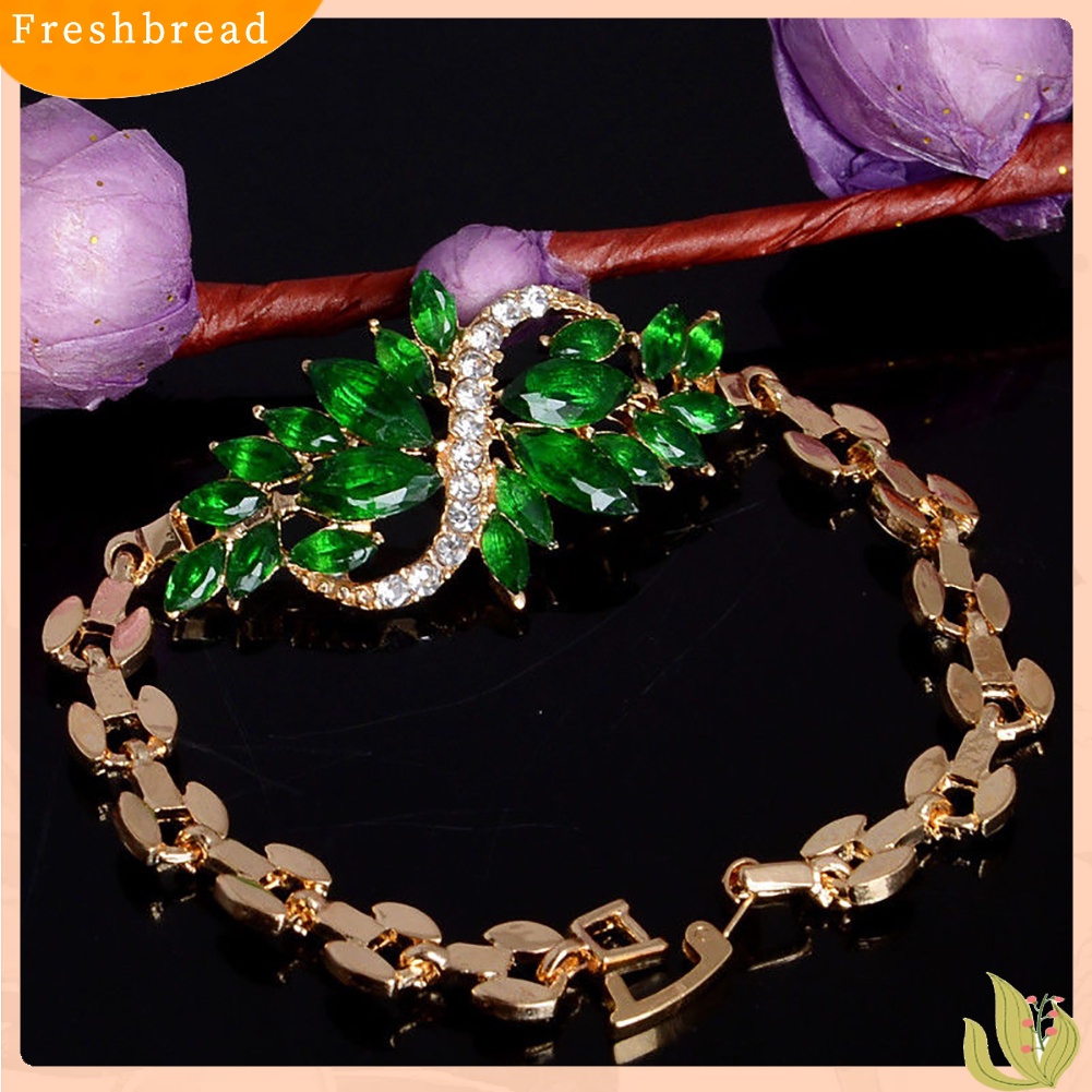 {In Stock} Fashion Wanita Bertatahkan Berlian Imitasi Merak Halus Gelang Bangle Perhiasan