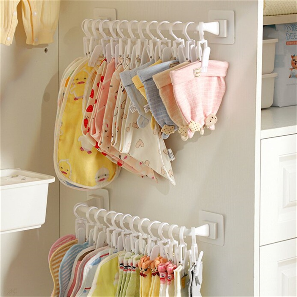No Punching Baju Anak Batang Gantung Hiasan Dinding Bayi Air Liur Handuk Kaus Kaki Penyimpanan Kait