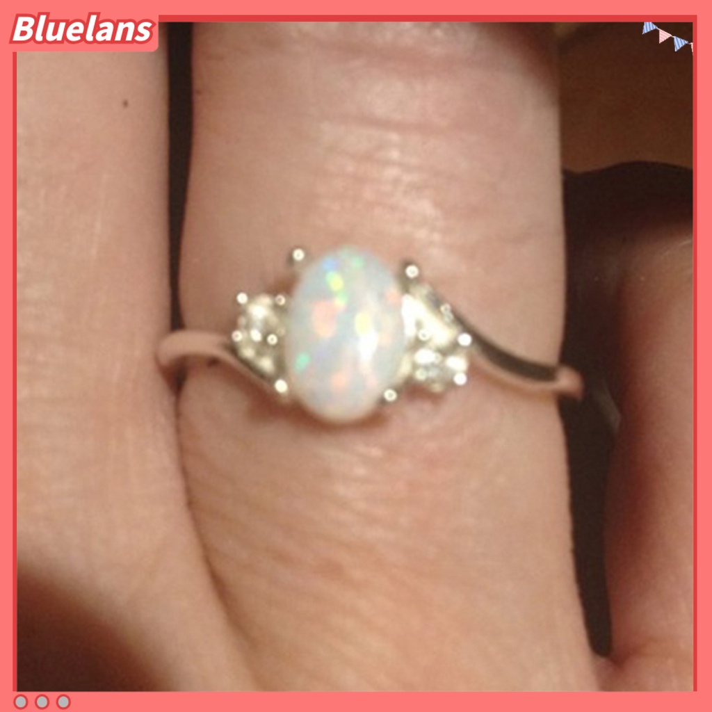 {In Stock} Cincin Kilau Imitasi Opal Berlian Imitasi Hias Tembaga Gaya Wanita Ring Untuk Pernikahan