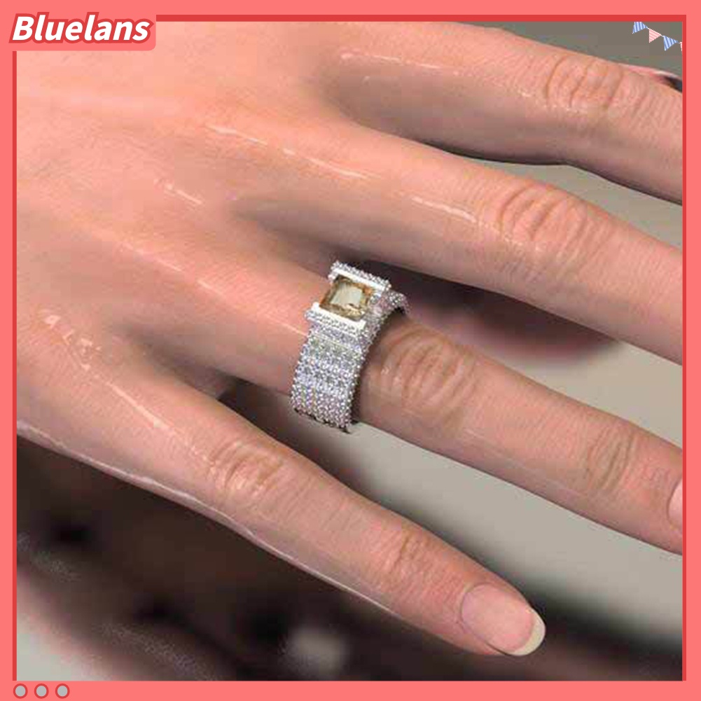 {In Stock} Fashion Wanita Berongga Kerawang Zirkon Berlian Imitasi Jari Cincin Pengantin Perhiasan Hadiah