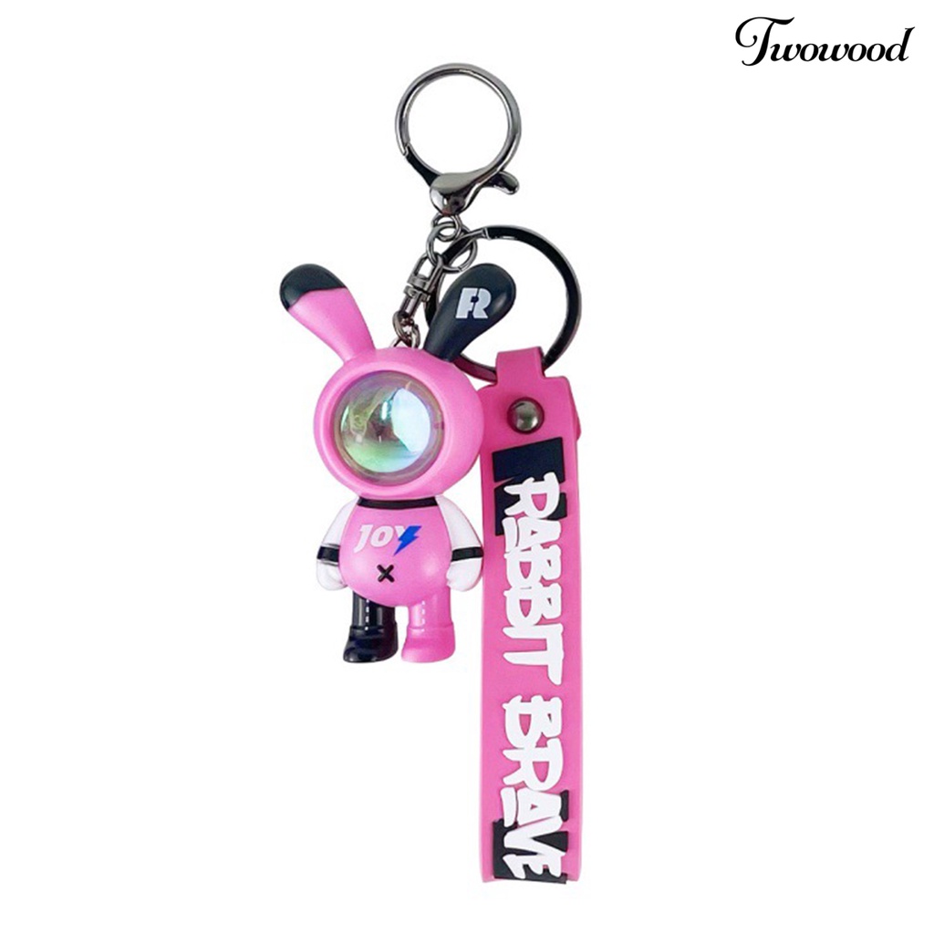 Twowood Gantungan Kunci Desain Kartun Hewan Banyak Digunakan Sunset Lampu Pengerjaan Halus Tas Dekorasi Mudah Dibawa PVC Dream Rabbit Key Holder Car Decor