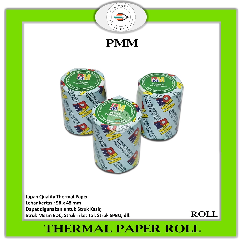 

PMM - Kertas Struk Thermal 58x48 merk Kualitas Terbaik - Roll