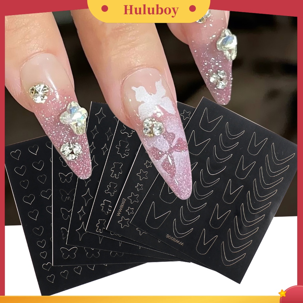 {In Stock} 2Pcs Stiker Kuku Fabulous DIY Ramah Lingkungan French Manicure Butterfly Star Heart Line Nail Sticker Untuk Wanita