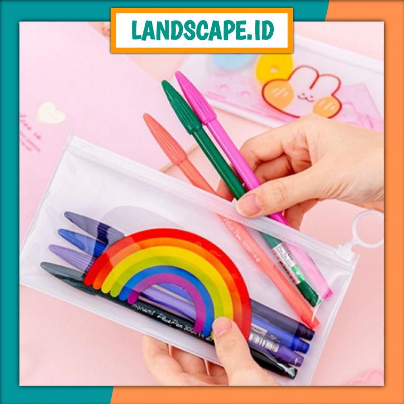 

LS Tempat Pensil Pulpen Transparan Ziplock Karakter Serbaguna Pouch Penyimpanan Kosmetik Tempat Penyimpanan Alat Tulis Pouch Zipper Pencil Case