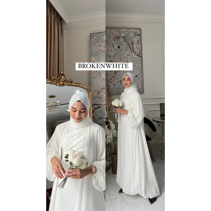 ABAYA CLARISA SET DRESS + OUTER + FREE BROSS CANTIK BUSUI BY ELSYIFA FASHION