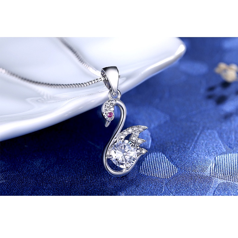 Goldkingdom Fashion Perhiasan Aksesoris Ready Stock Perak Berlapis Fantasi Swan Liontin Vintage Kalung Dengan Kerah Rantai Kalung