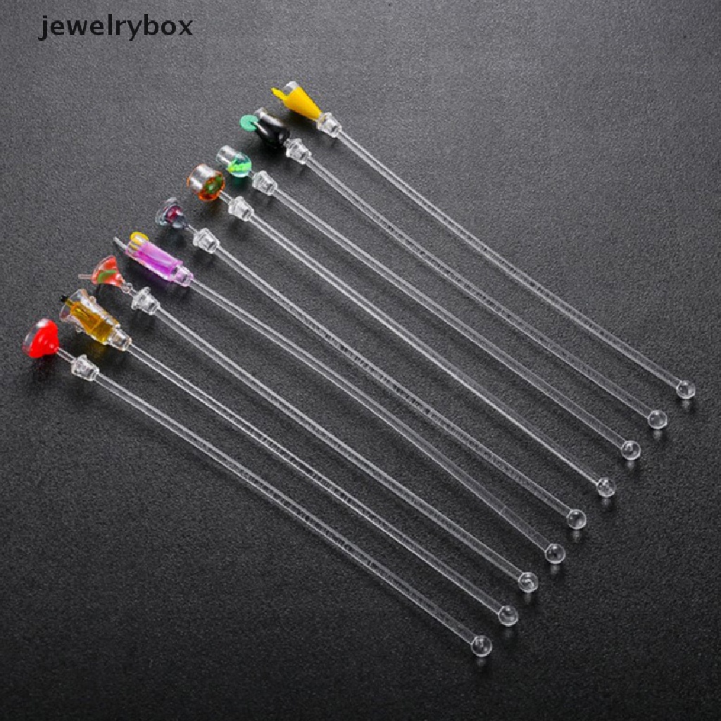 [jewelrybox] 10pcs 23cm Pengadukan Akrilik Dapur Jus Pesta Cocktail Minuman Mixer Stick Butik