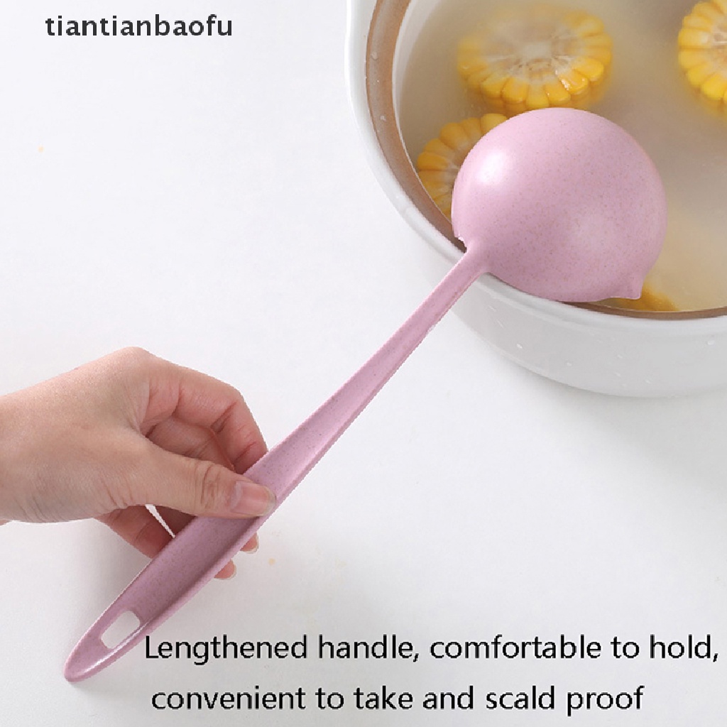 [tiantianbaofu] Sendok Sup Gagang Panjang 2in1 Sendok Slotted Home Strainer Cooking Colander Kitchen Scoop Plastik Aksesoris Dapur Butik